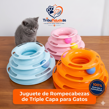 Torre Interactiva para Gatos con 3 Pisos y Bolas de Colores — Estimulación Mental y Física