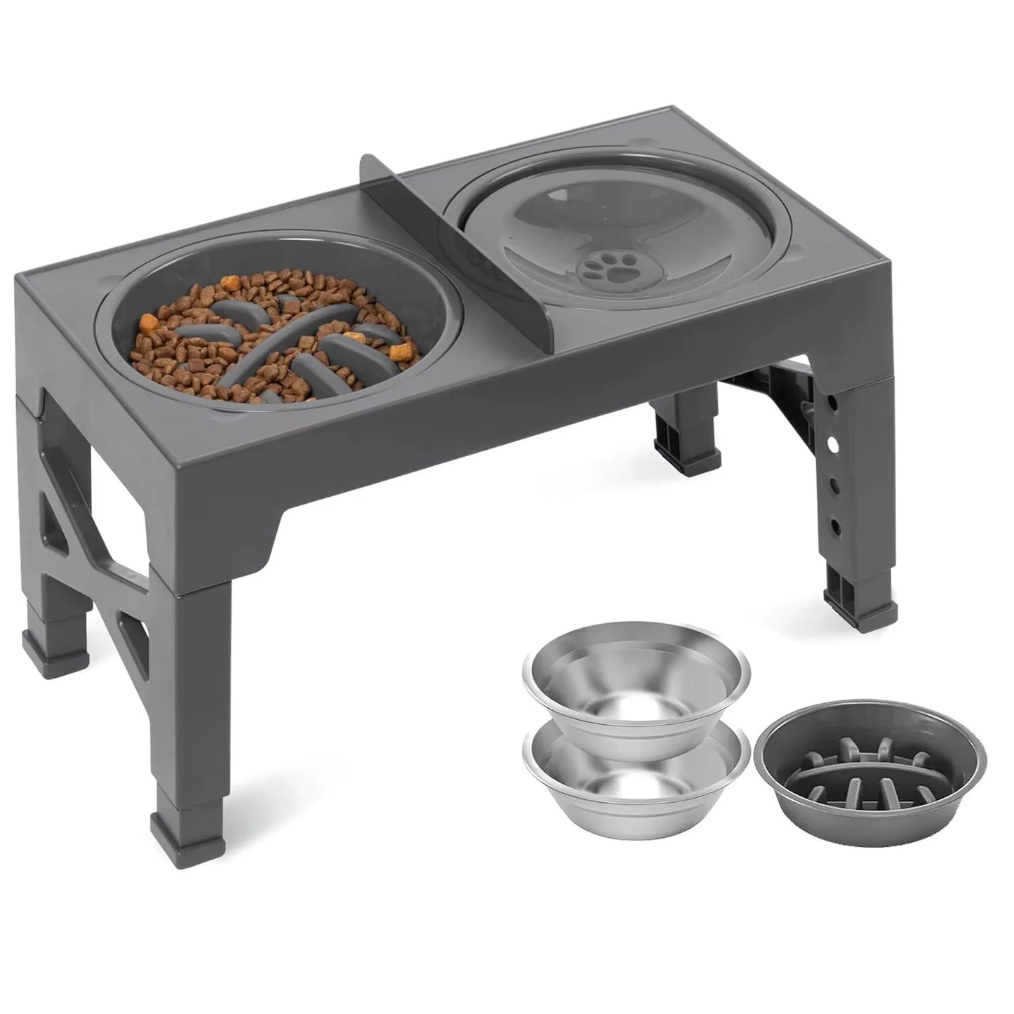 Comedero Elevado Ajustable para Perros - Acero Inoxidable