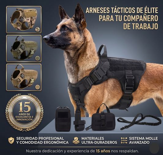 Arnés Táctico Militar para Perros — Nylon Camuflaje con Correa Incluida