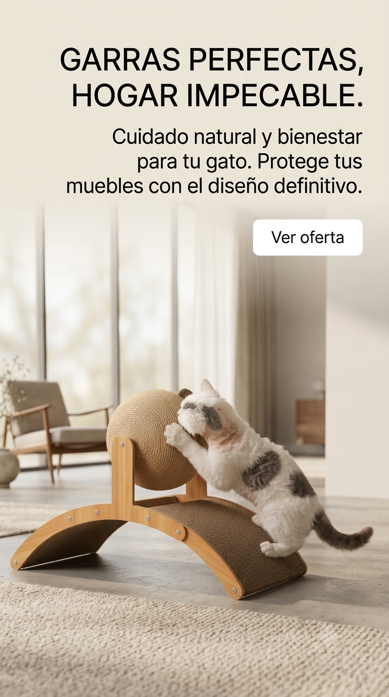 Bola Rascadora de Sisal 2 en 1 con Base de Madera — Rascador y Limador de Uñas para Gatos