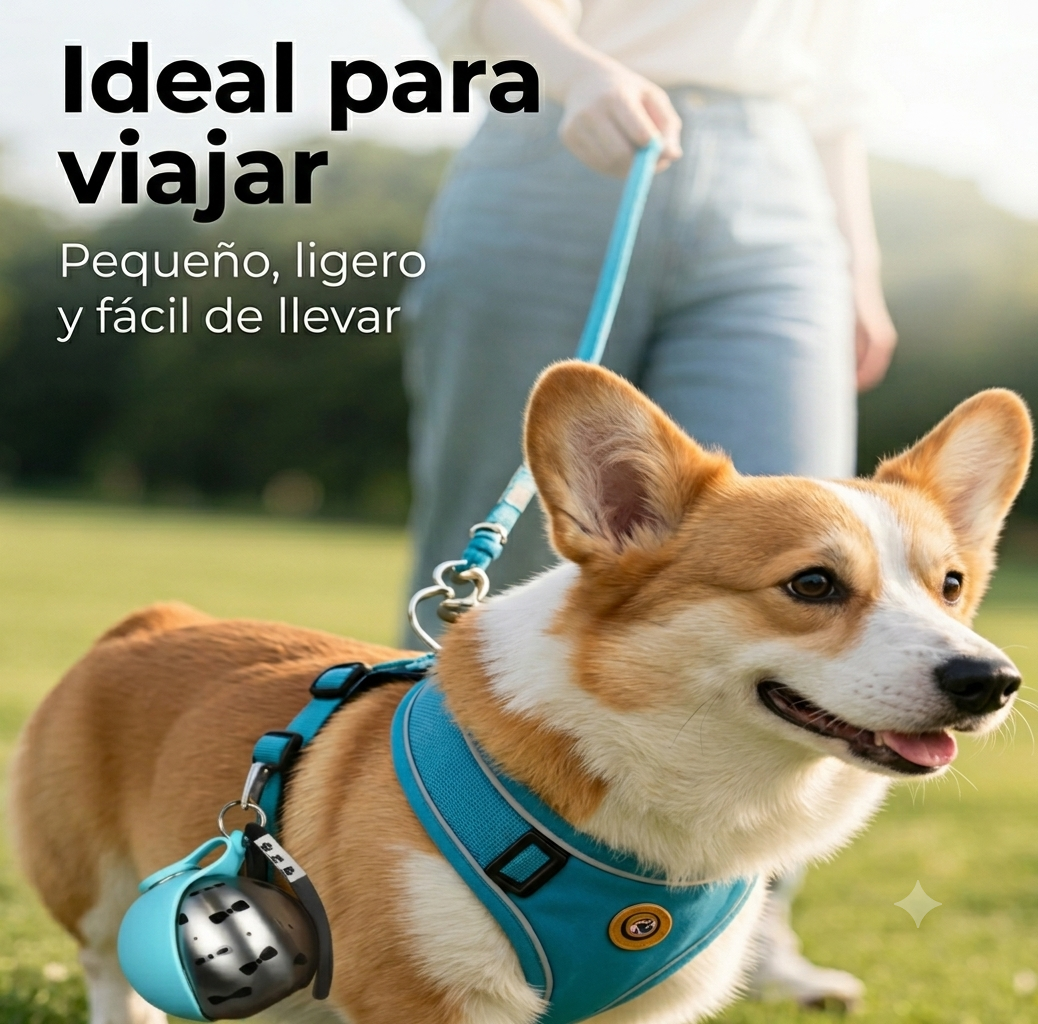 Botella de Agua Portátil 2 en 1 para Perros – Bebedero Plegable de Acero Inoxidable para Paseos y Viajes