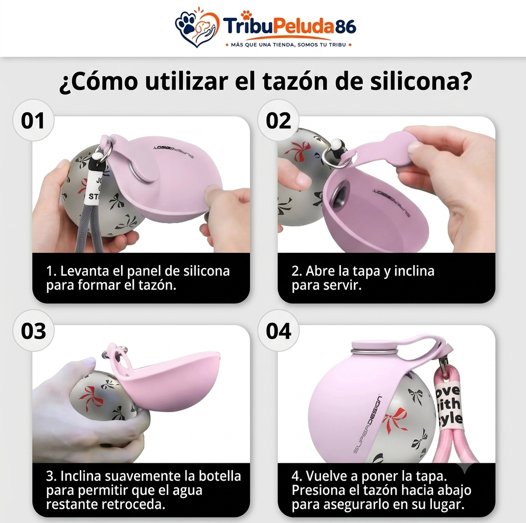 Botella de Agua Portátil 2 en 1 para Perros – Bebedero Plegable de Acero Inoxidable para Paseos y Viajes