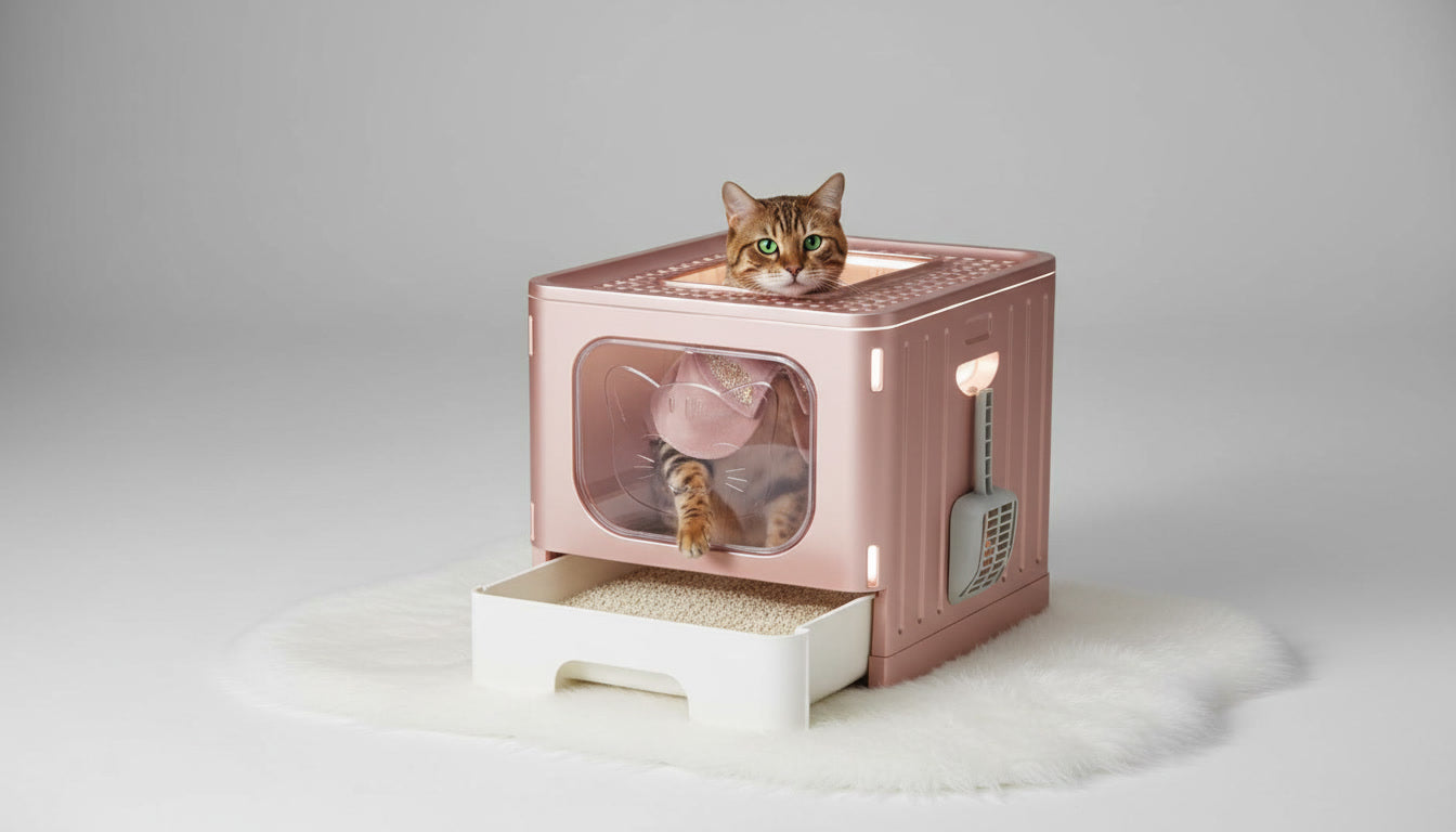 Caja de Arena para Gatos con Tapa - Plegable, Fácil de Limpiar