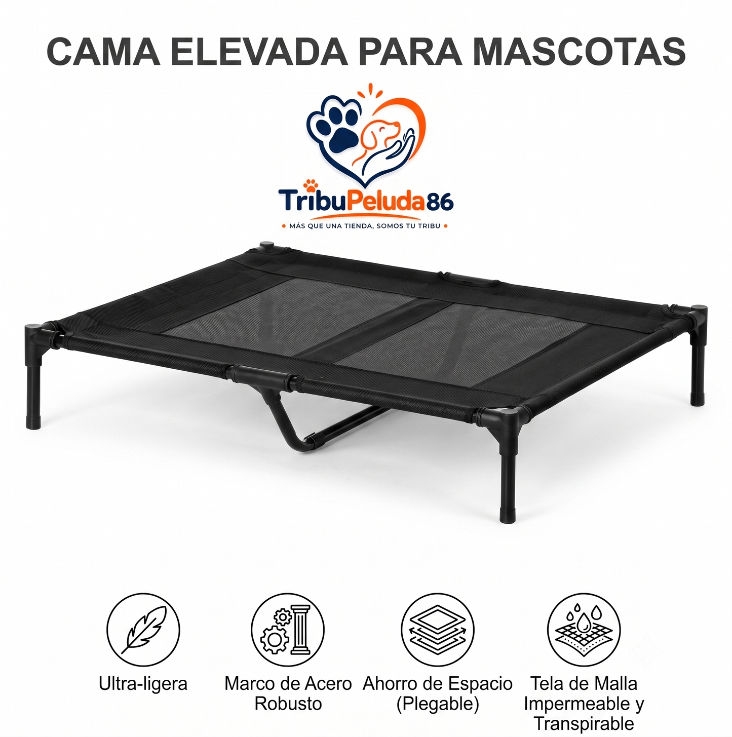 Cama Elevada para Perros Interior y Exterior — Transpirable, Estructura Metálica | PawHut