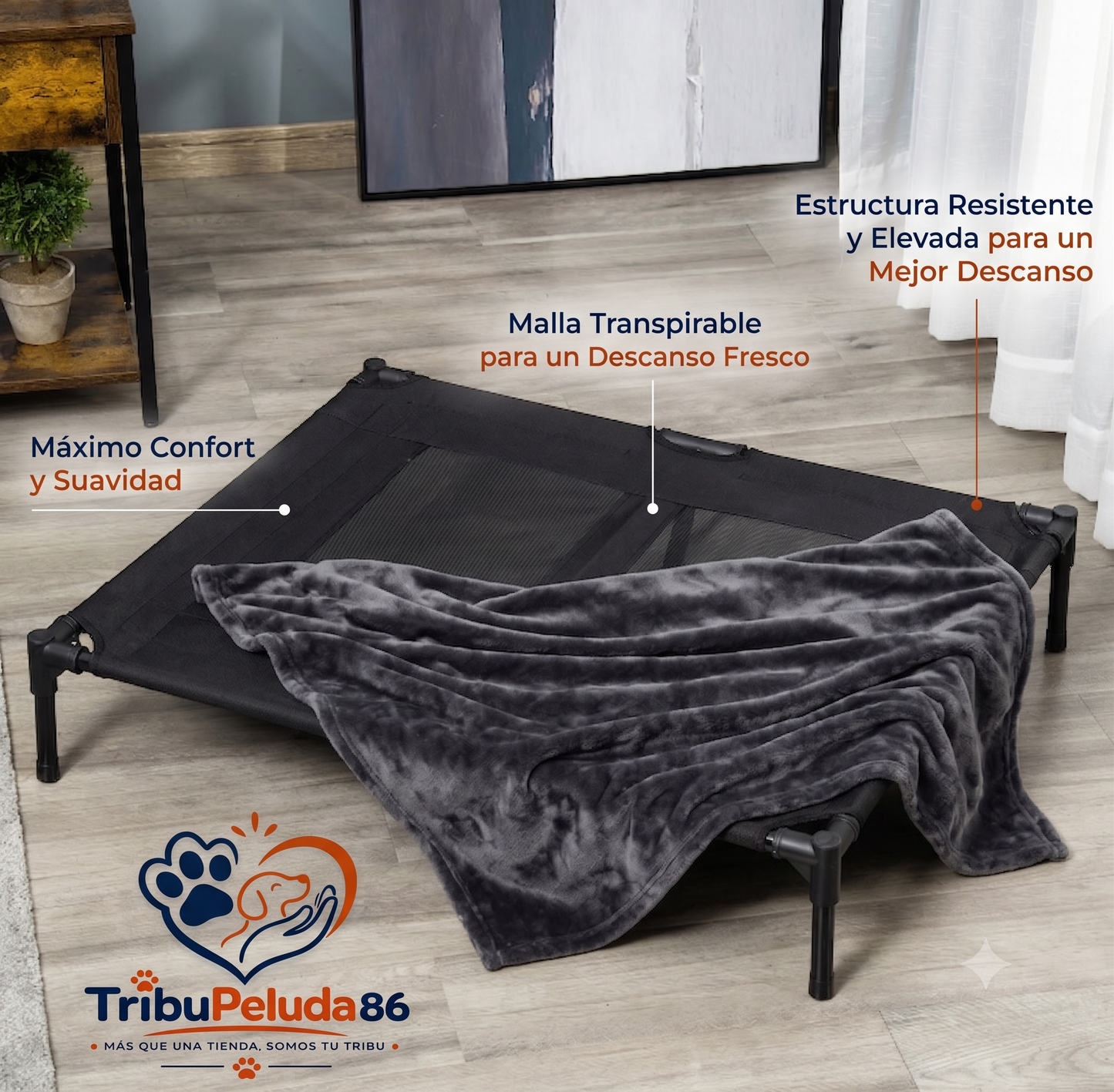 Cama Elevada para Perros Interior y Exterior — Transpirable, Estructura Metálica | PawHut
