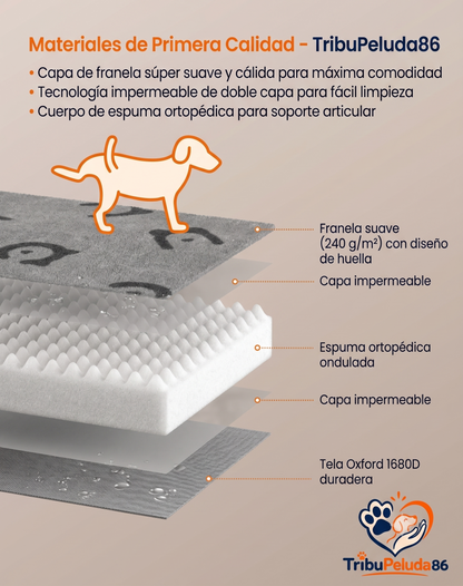 Cama Ortopédica para Perros Impermeable y Lavable — Espuma Corrugada Feandrea | Tallas M a XXL