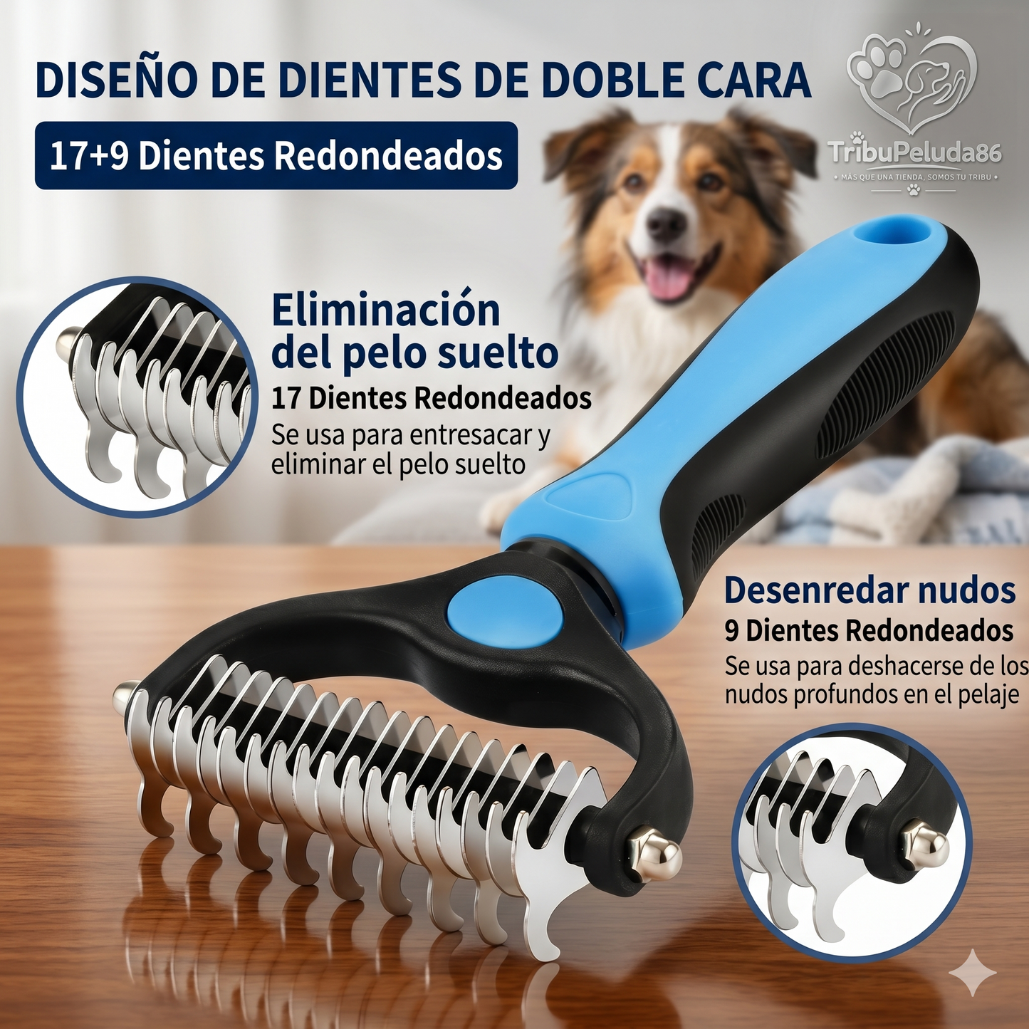 Cepillo Deshedding Profesional para Perros y Gatos