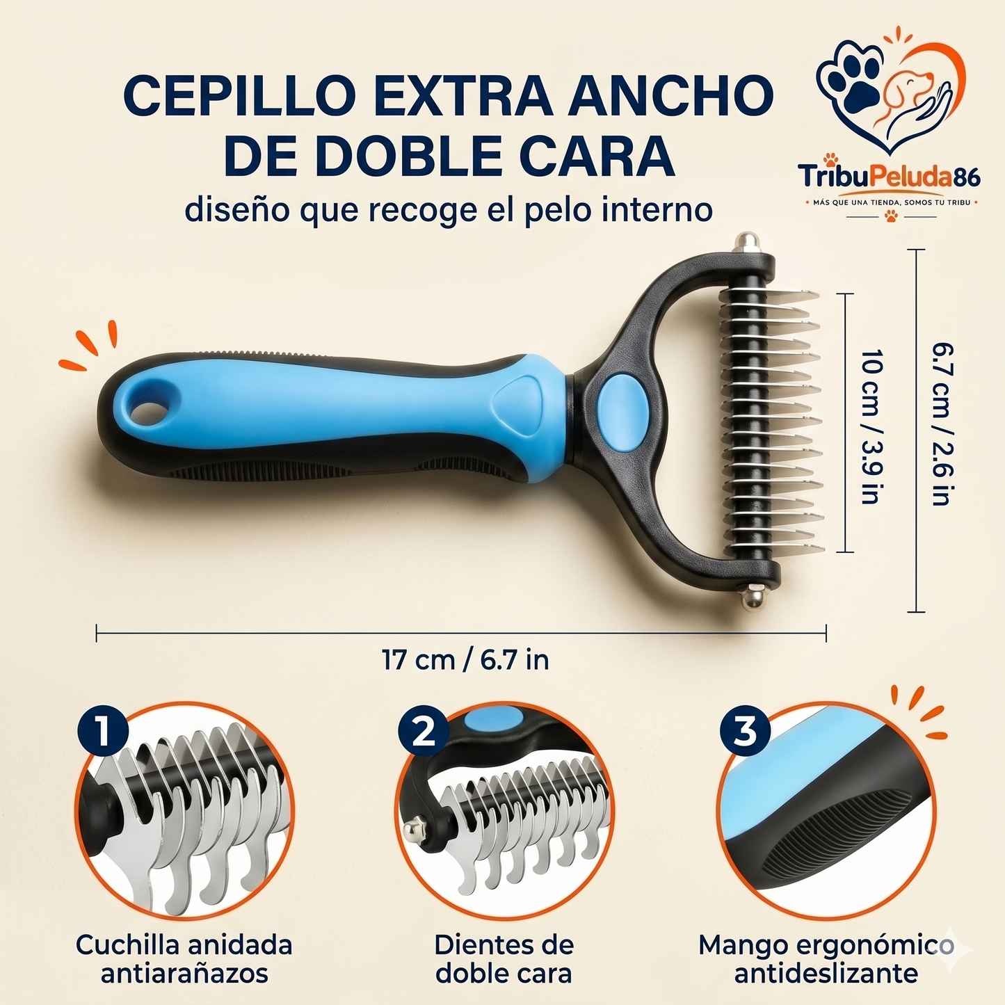 Cepillo Deshedding Profesional para Perros y Gatos