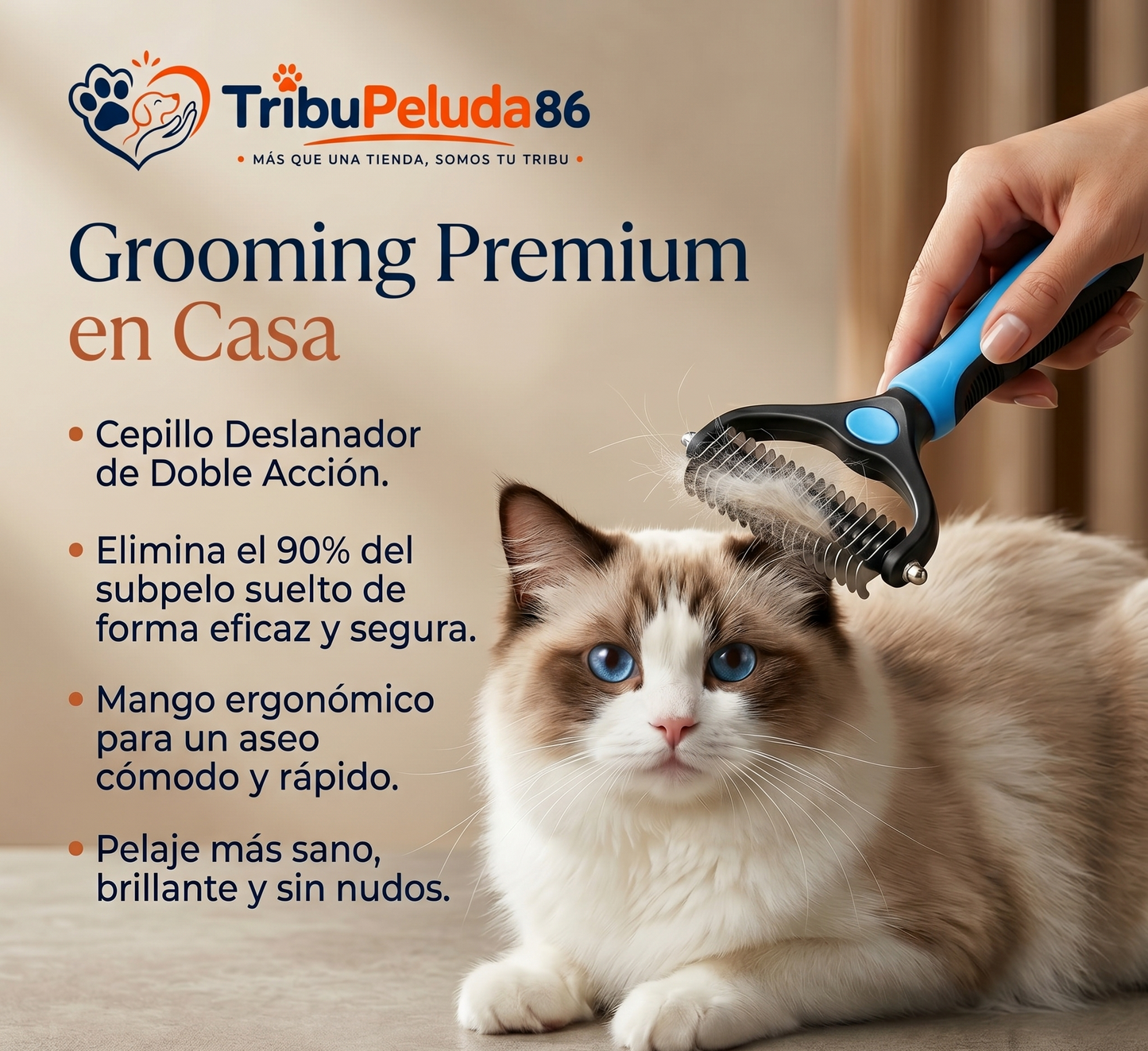 Cepillo Deshedding Profesional para Perros y Gatos
