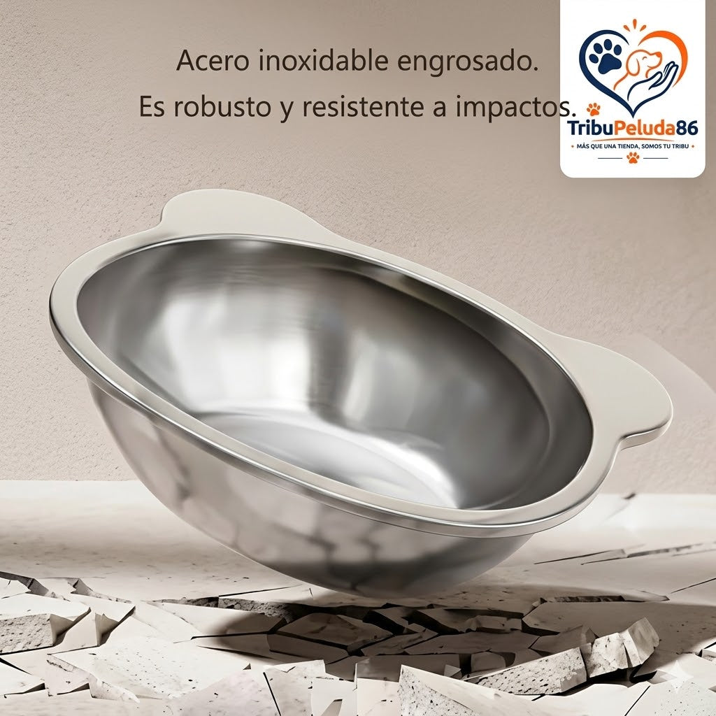 Comedero Antireflujo Gatos Elevado | Acero Inoxidable 304