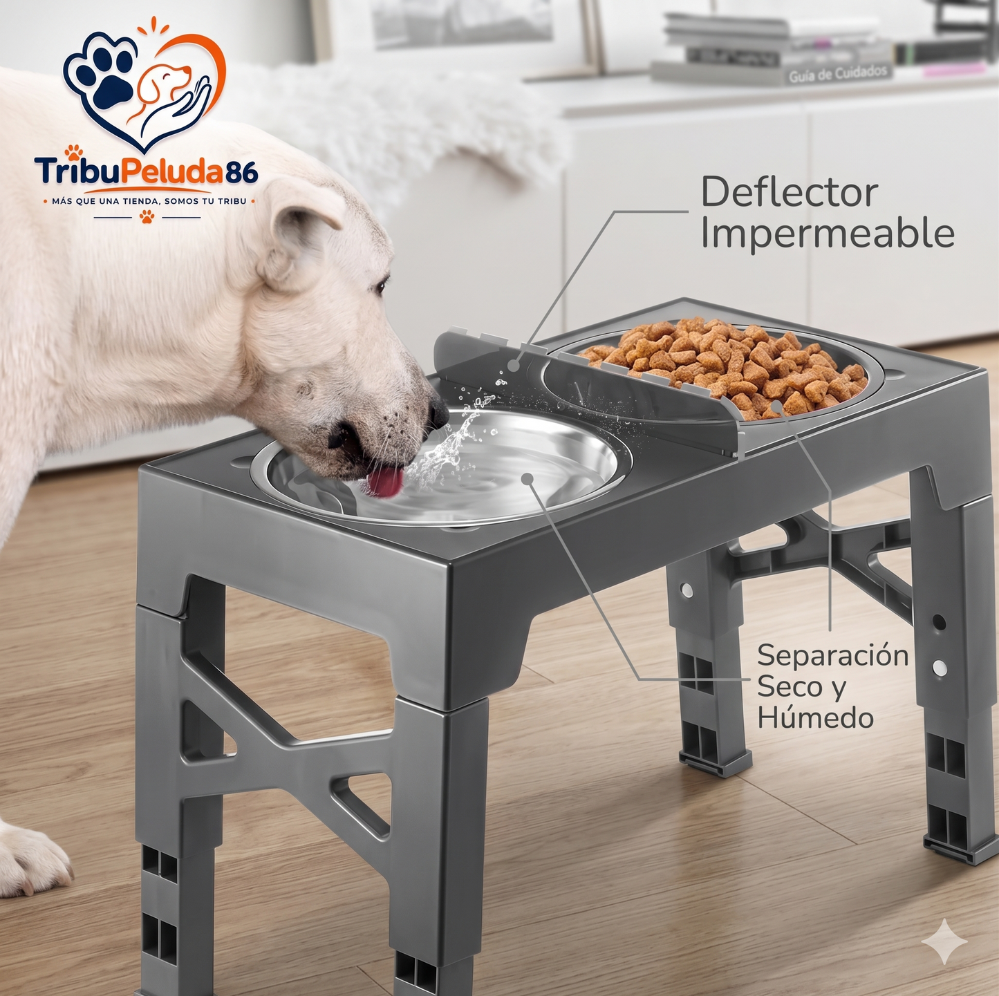 Comedero Elevado Ajustable para Perros - Acero Inoxidable