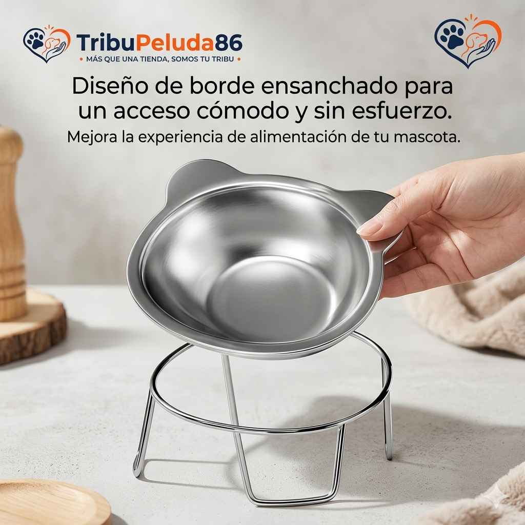 Comedero Antireflujo Gatos Elevado | Acero Inoxidable 304