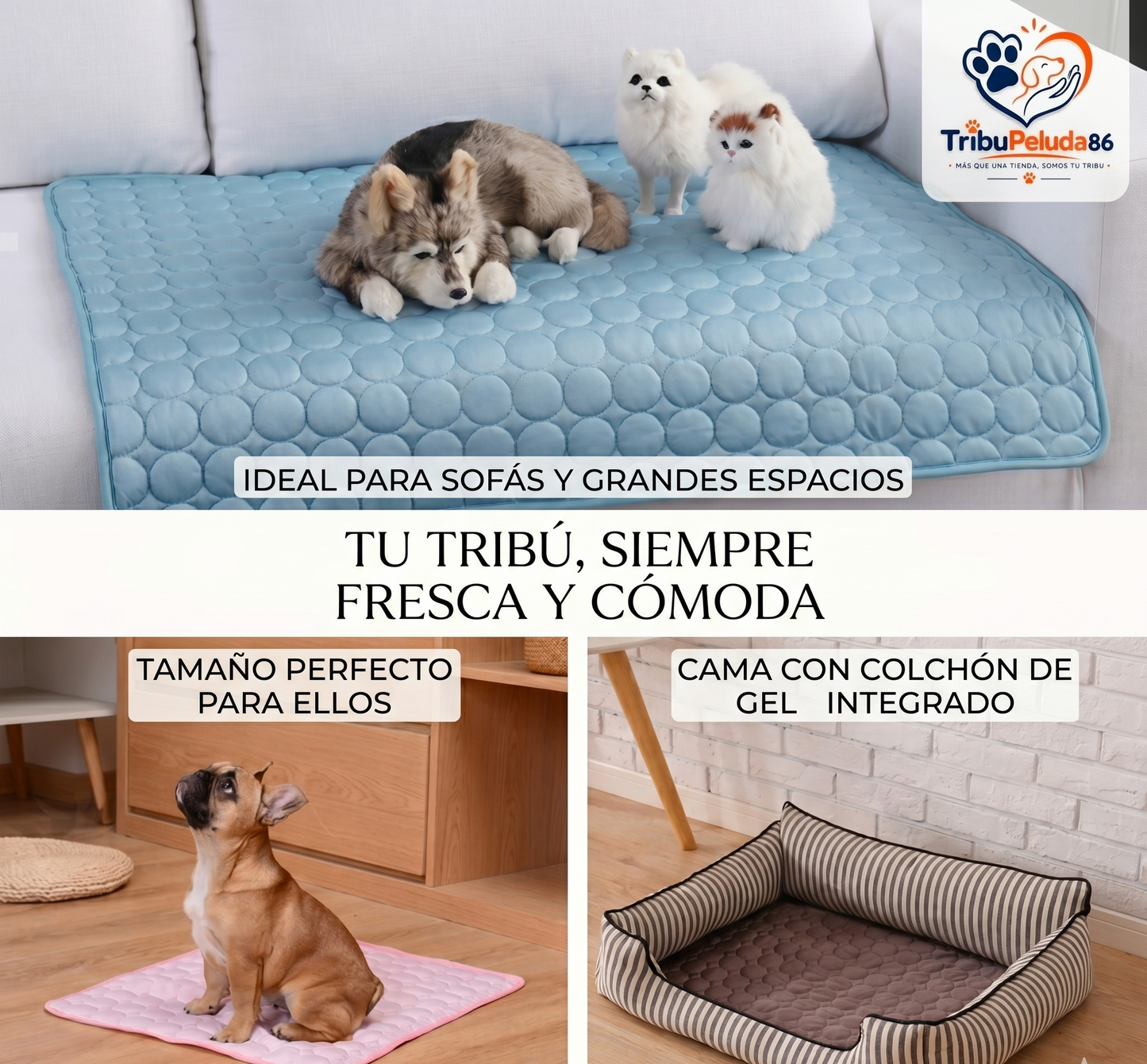 Esterilla Refrescante de Gel para Perros y Gatos — Manta Fría de Verano para Interior y Exterior