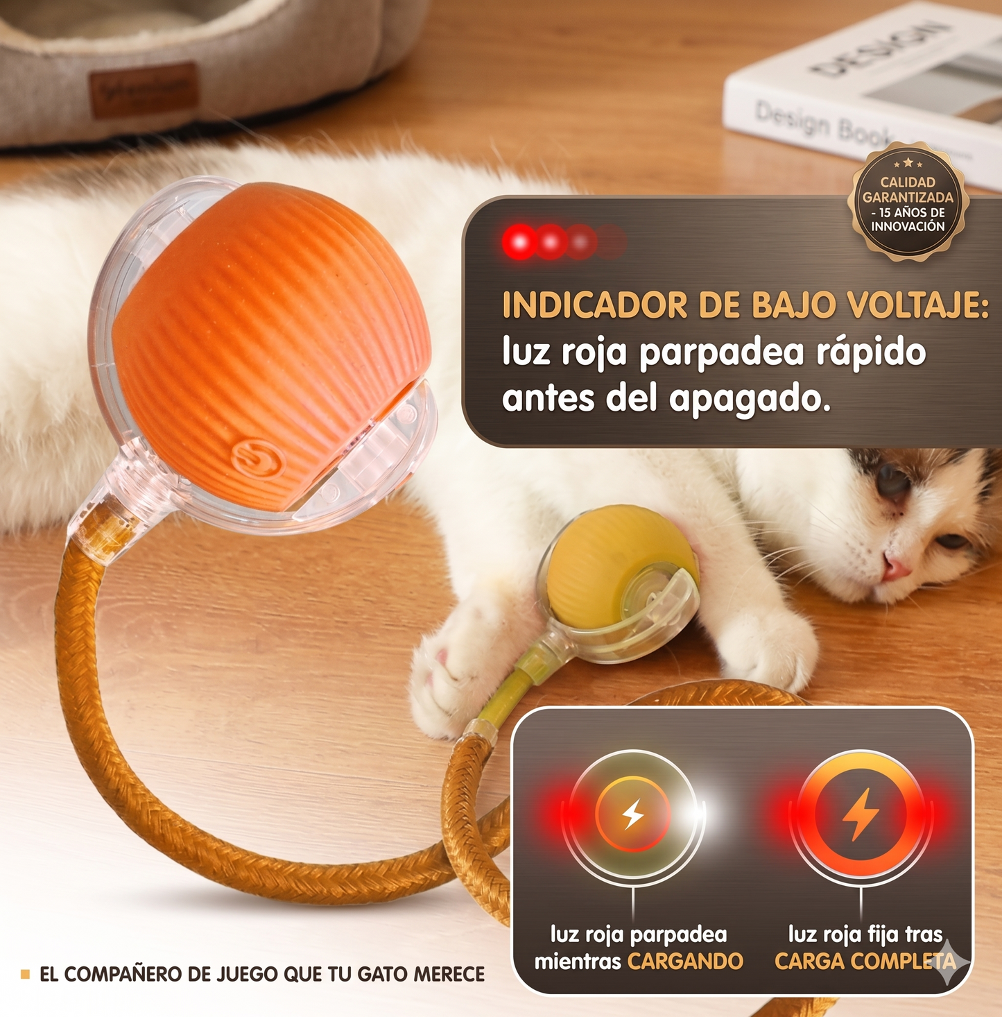 Pelota Interactiva Automática para Gatos — Rodante Recargable con Sensor