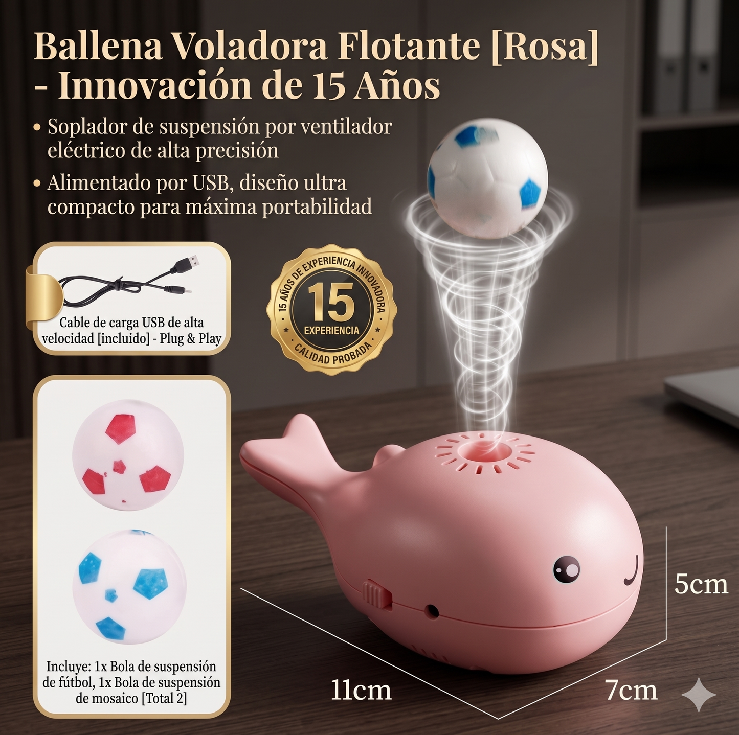 Juguete Colgante Interactivo para Gatos — Bola Flotante con Base Ballena