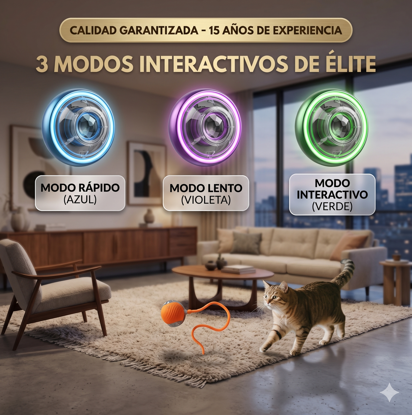 Pelota Interactiva Automática para Gatos — Rodante Recargable con Sensor