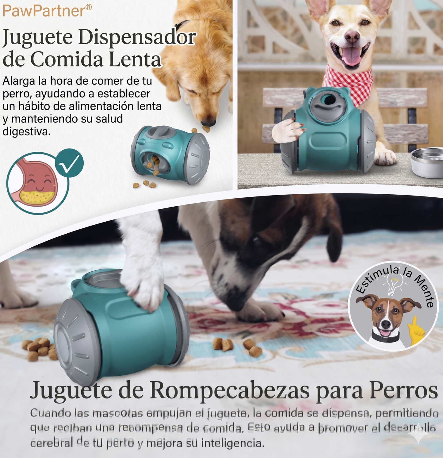 Comedero Interactivo Antivoracidad para Perros y Gatos — Estimulación Mental