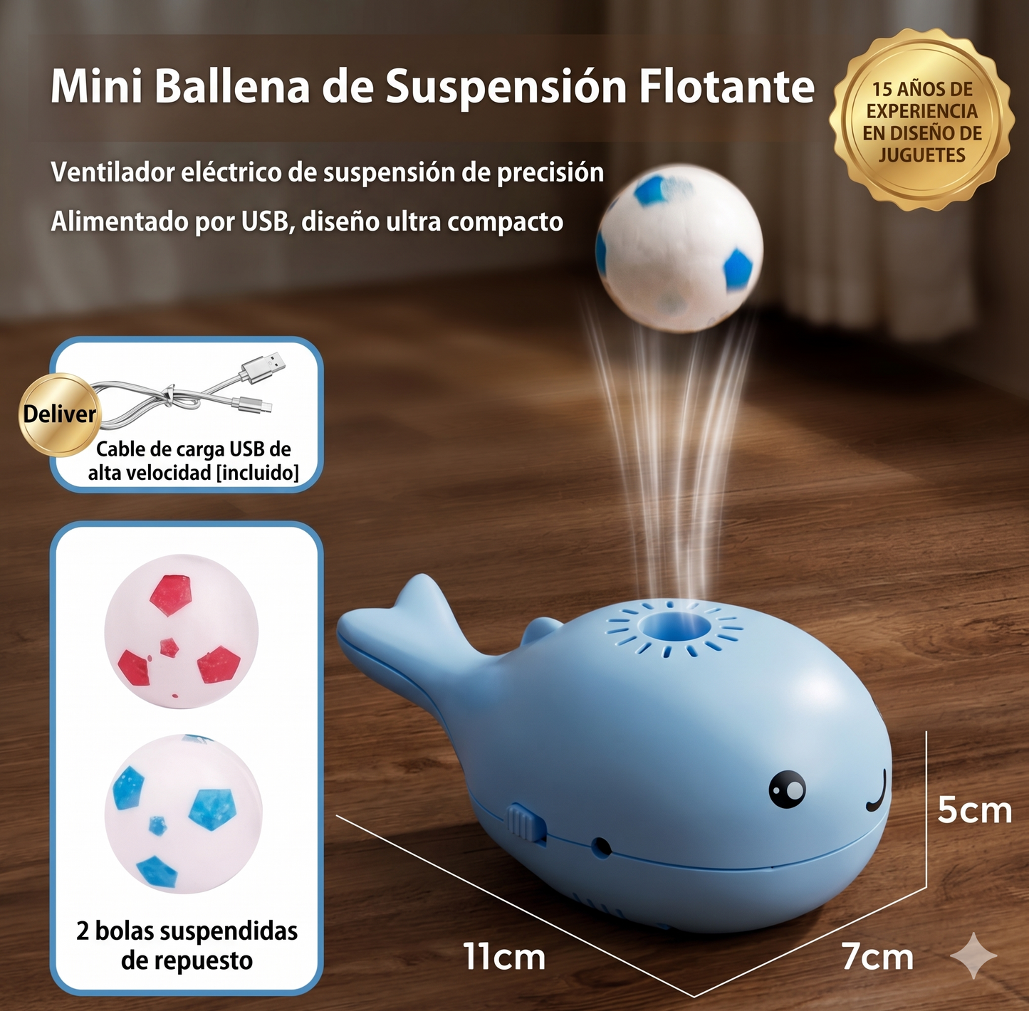 Juguete Colgante Interactivo para Gatos — Bola Flotante con Base Ballena