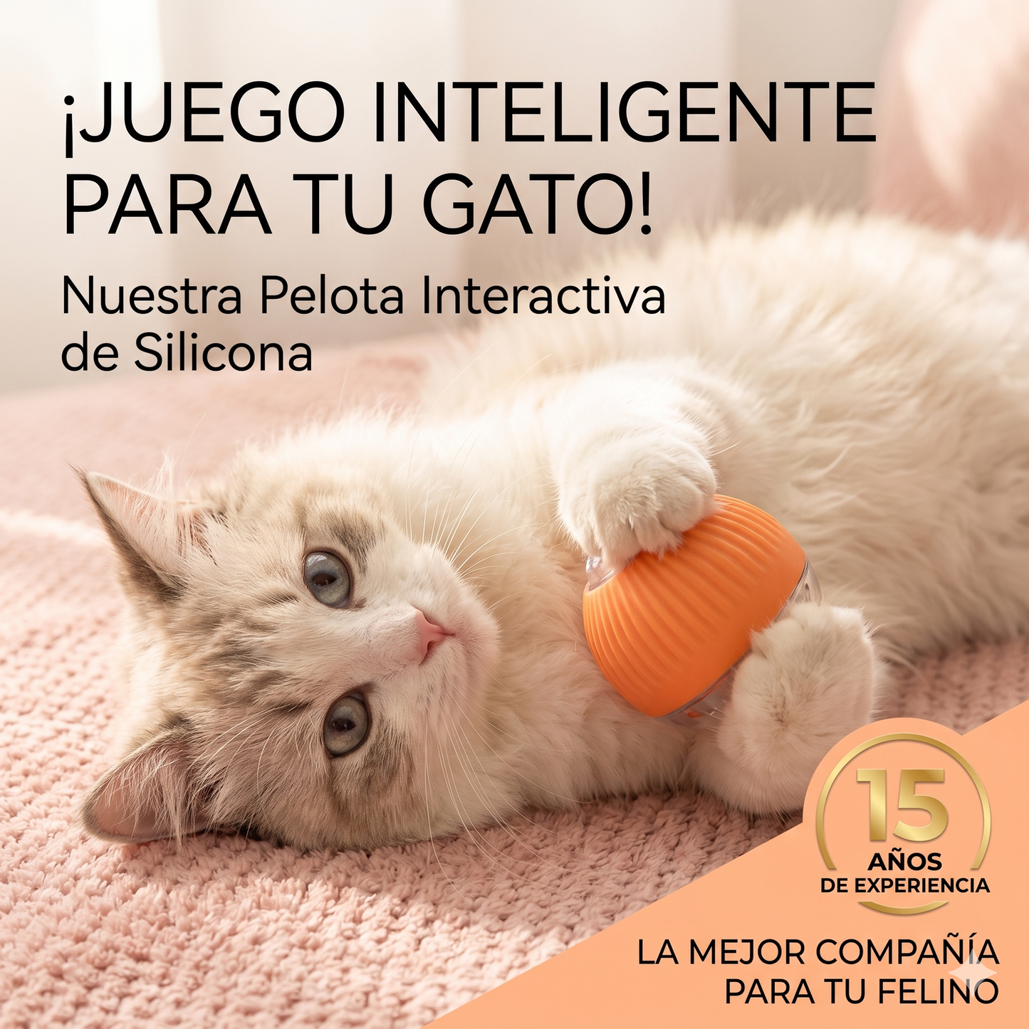 Pelota Interactiva Automática para Gatos — Rodante Recargable con Sensor