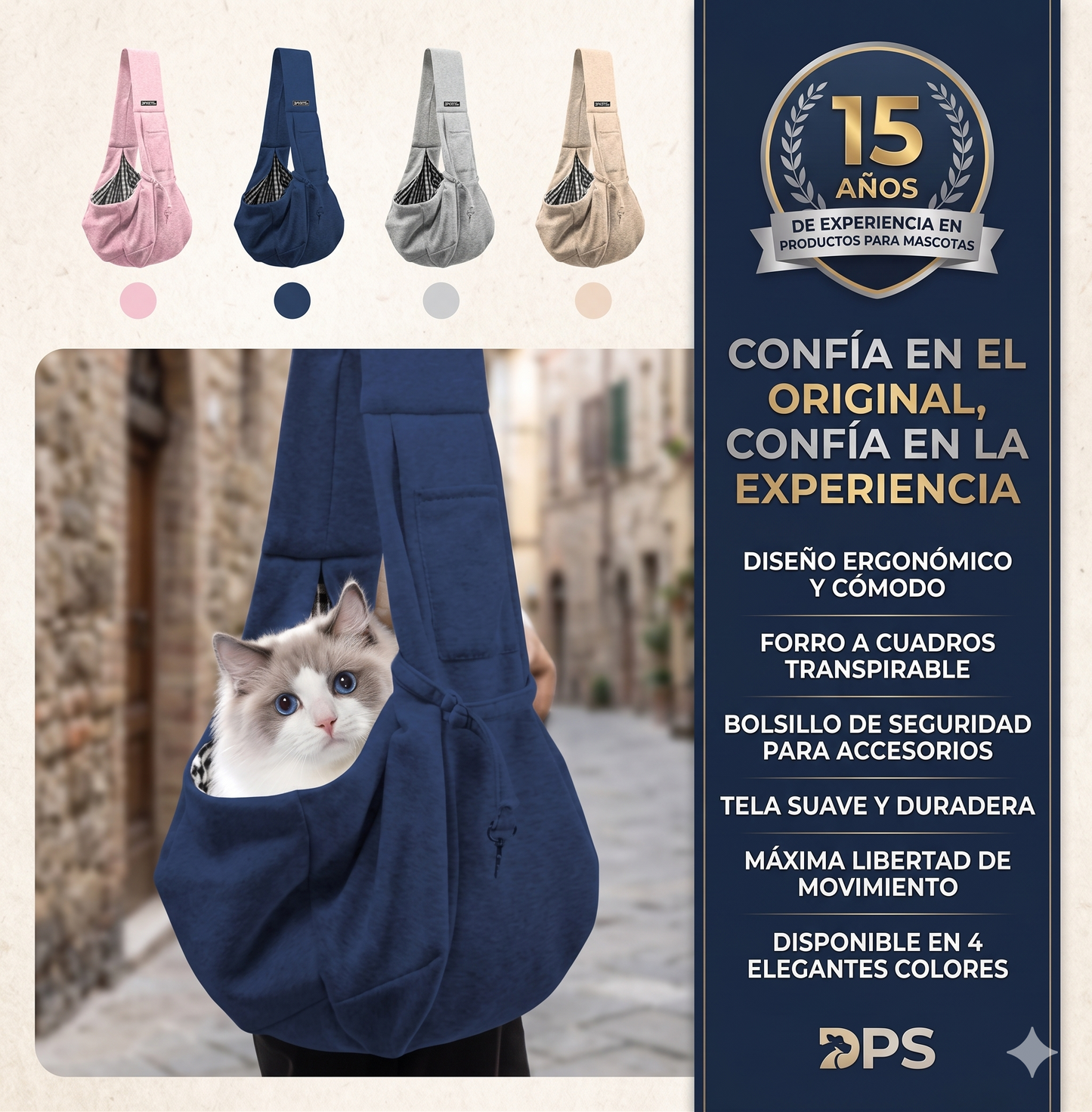 Bolso Transportín para Gatos y Perros - Cómodo y Resistente