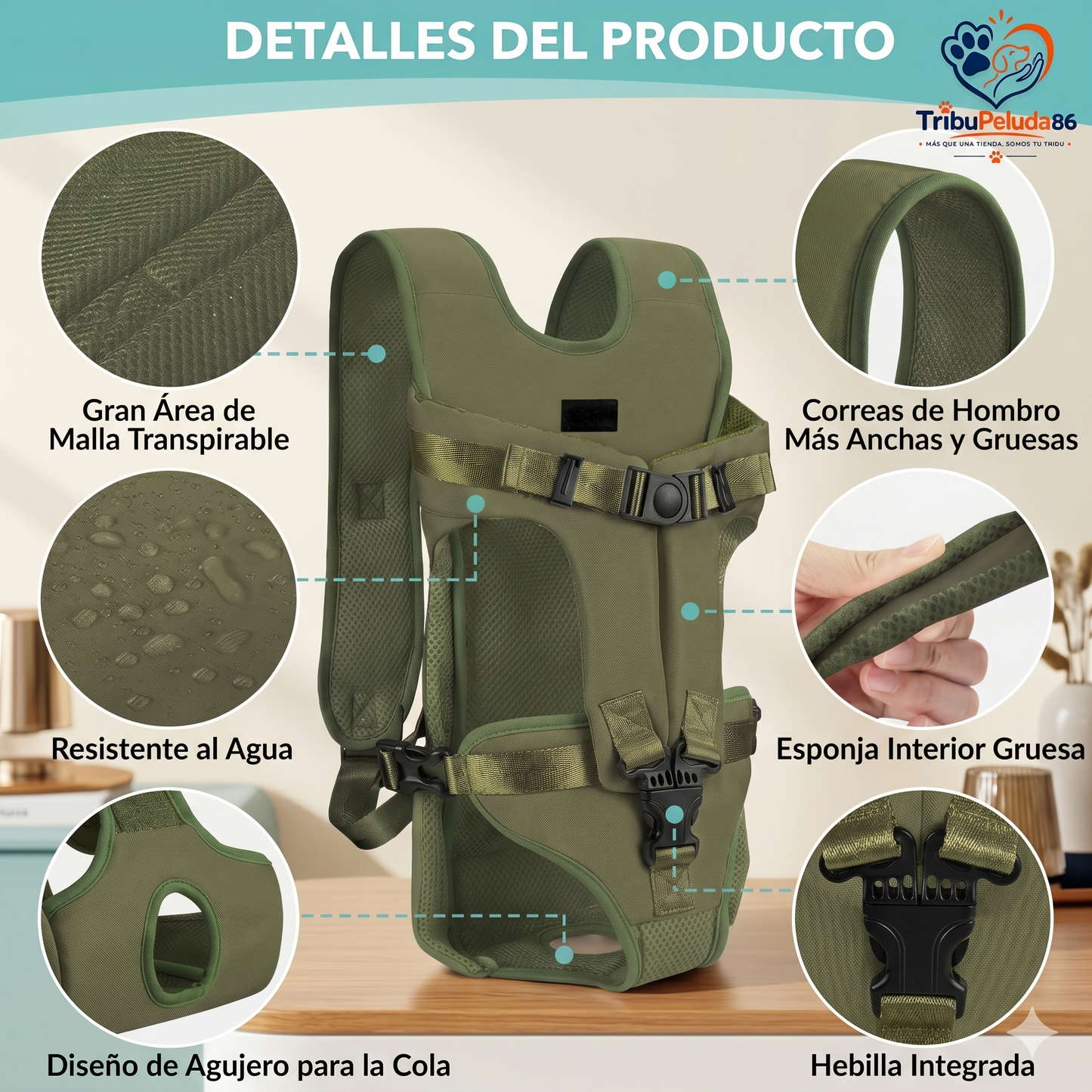 Mochila Transportadora para Mascotas - Bolsa Frente para Perros y Gatos
