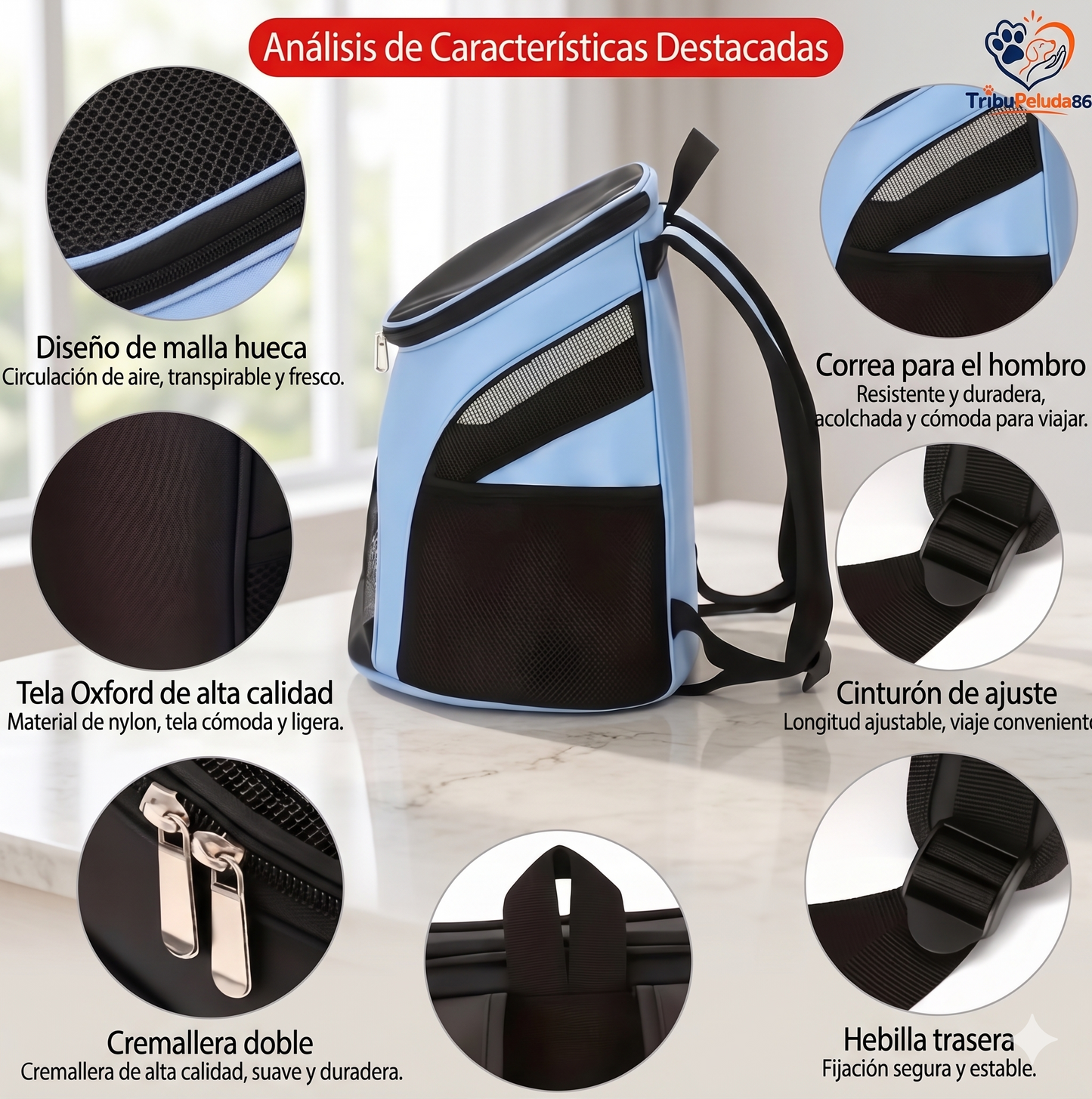 Mochila Transportadora para Perros - Bolsa Transpirable Plegable