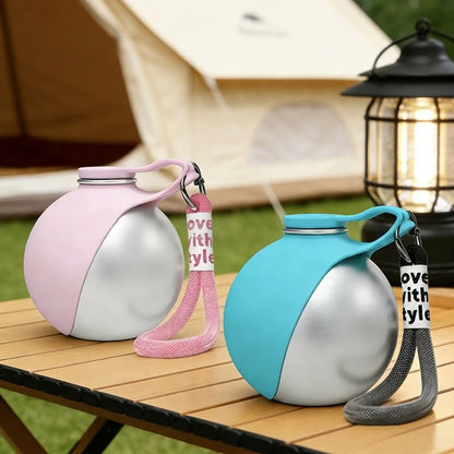 Botella de Agua Portátil 2 en 1 para Perros – Bebedero Plegable de Acero Inoxidable para Paseos y Viajes