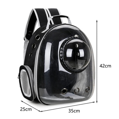 Mochila Espacial Transparente para Gatos y Perros Pequeños — Transportín Cápsula Transpirable de Viaje