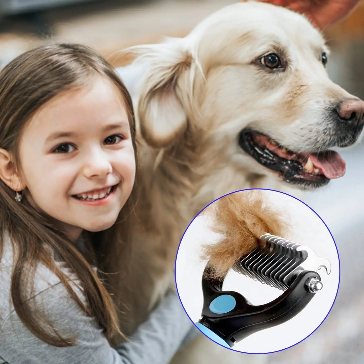 Cepillo Deshedding Profesional para Perros y Gatos
