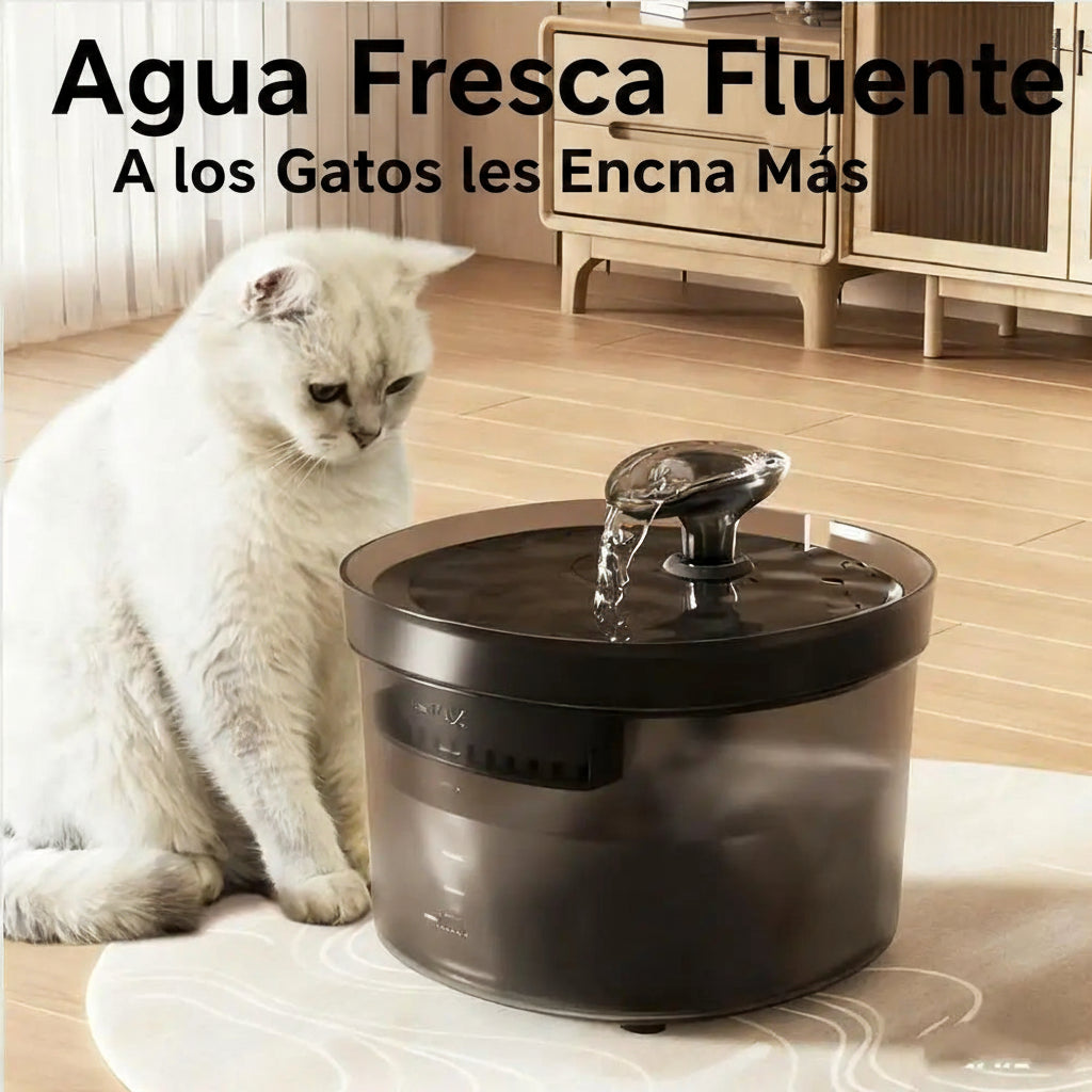 Fuente de Agua para Gatos - Silenciosa, Hidratación Automática