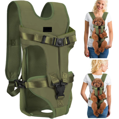 Mochila frontal para mascotas roja — ergonómica con esponja acolchada
