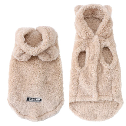 Abrigo Polar con Capucha para Gatos y Perros Pequeños — Felpa Térmica Ultrasuave | 3 Colores y 4 Tallas