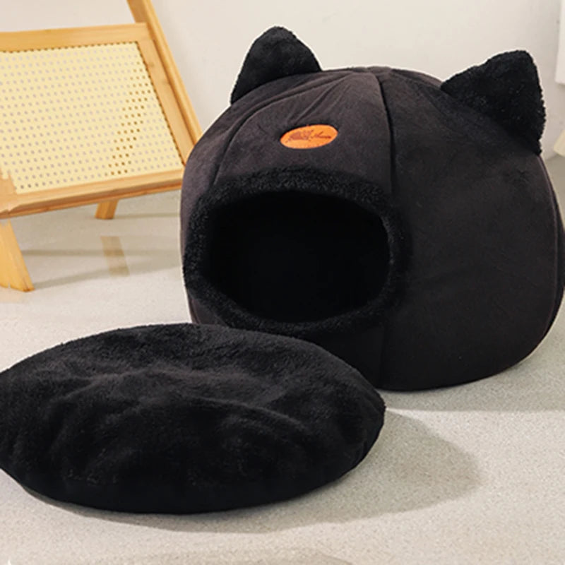 Cama Cueva para Gatos — Nido Cerrado Ultrassuave, Cálido y Antiestrés | Tallas S a XL