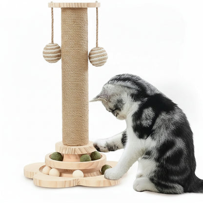 Pista de bolas de la torre rascador — bola giratoria que atrae al gato