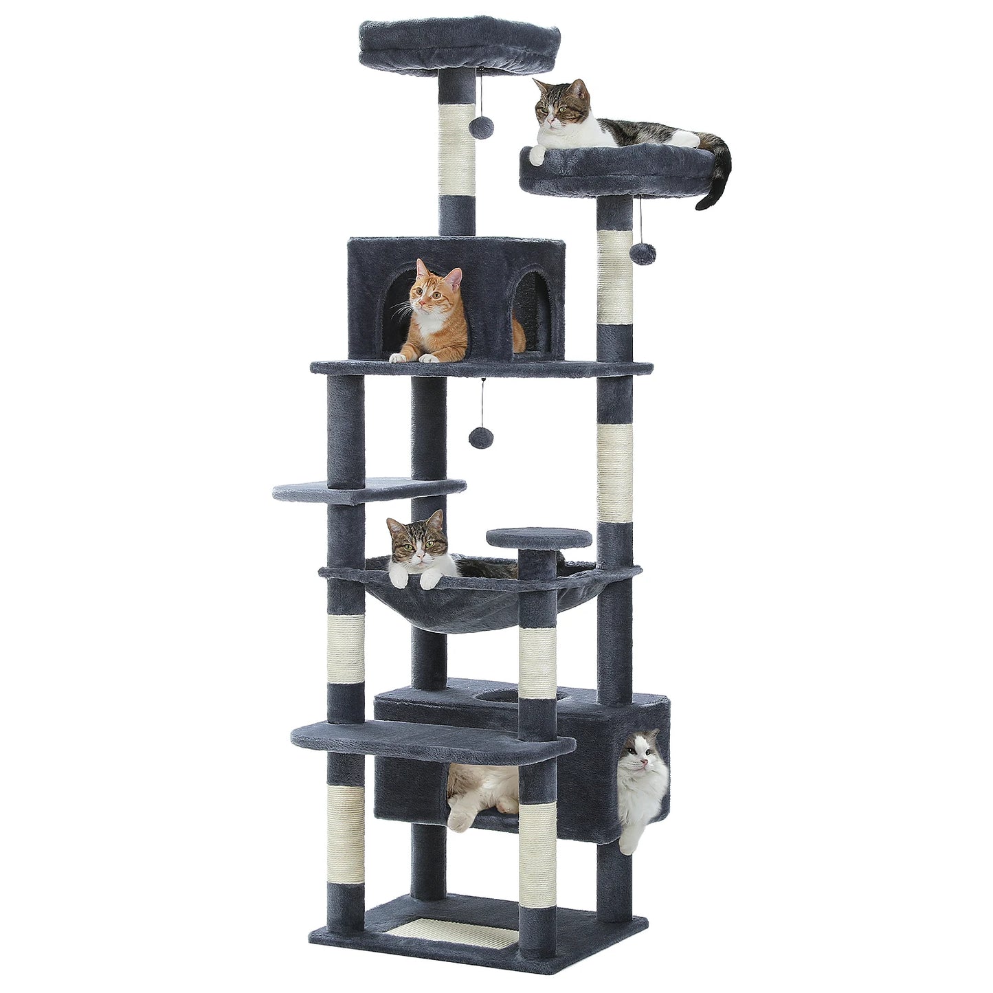 Árbol Rascador para Gatos con Hamaca y Plataformas — Torre Sisal Natural para Interior