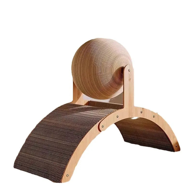 Bola Rascadora de Sisal 2 en 1 con Base de Madera — Rascador y Limador de Uñas para Gatos