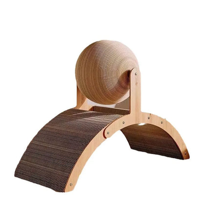 Bola Rascadora de Sisal 2 en 1 con Base de Madera — Rascador y Limador de Uñas para Gatos
