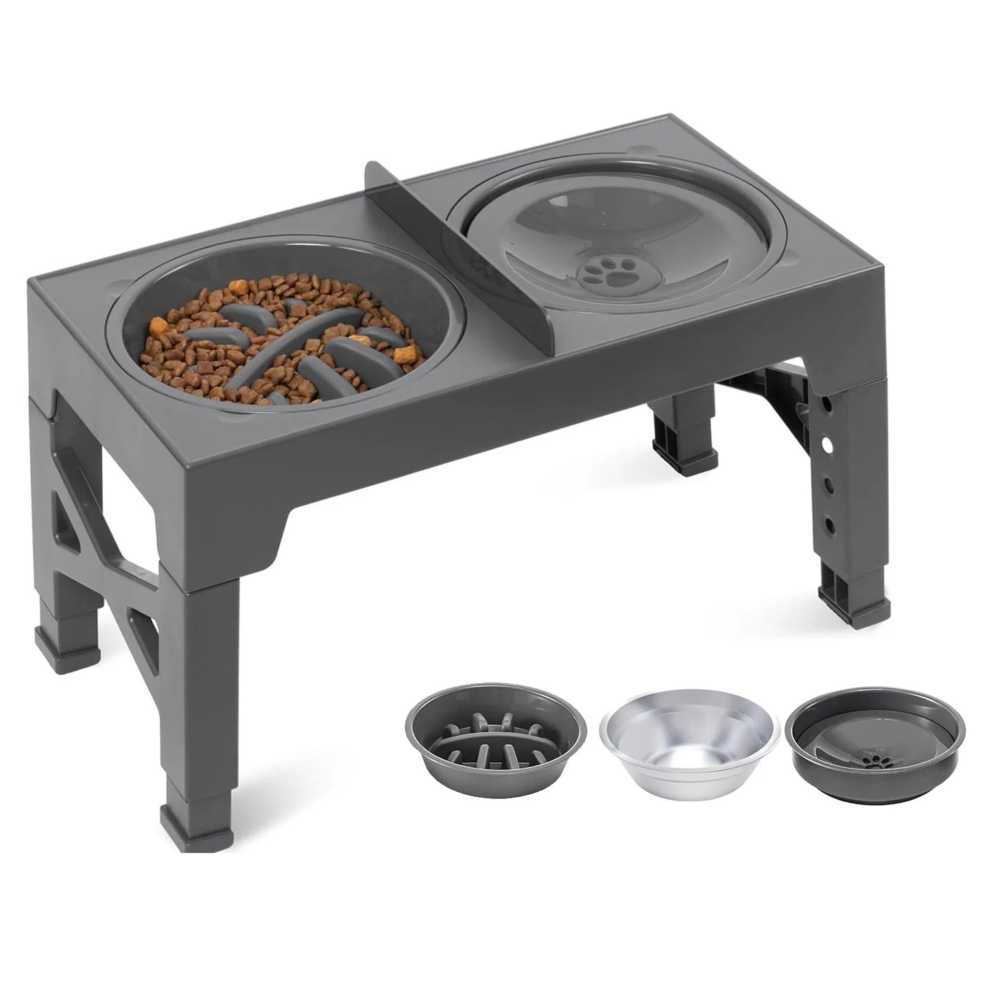 Comedero Elevado Ajustable para Perros - Acero Inoxidable