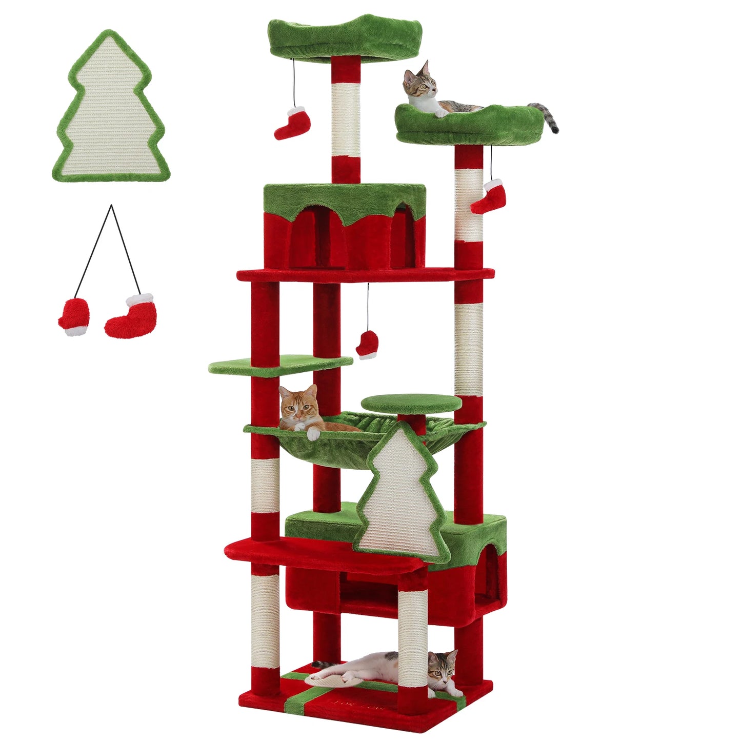 Árbol Rascador para Gatos con Hamaca y Plataformas — Torre Sisal Natural para Interior