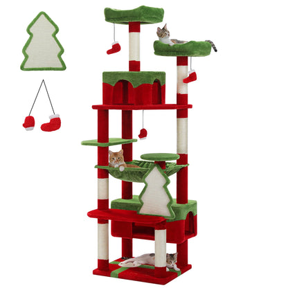 Árbol Rascador para Gatos con Hamaca y Plataformas — Torre Sisal Natural para Interior