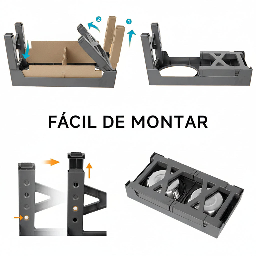 Comedero Elevado Ajustable para Perros - Acero Inoxidable