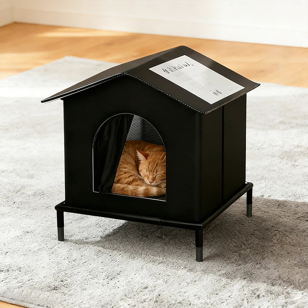 Caseta para Gatos Interior y Exterior — Impermeable,  Aislada del Frío, Todo el Año