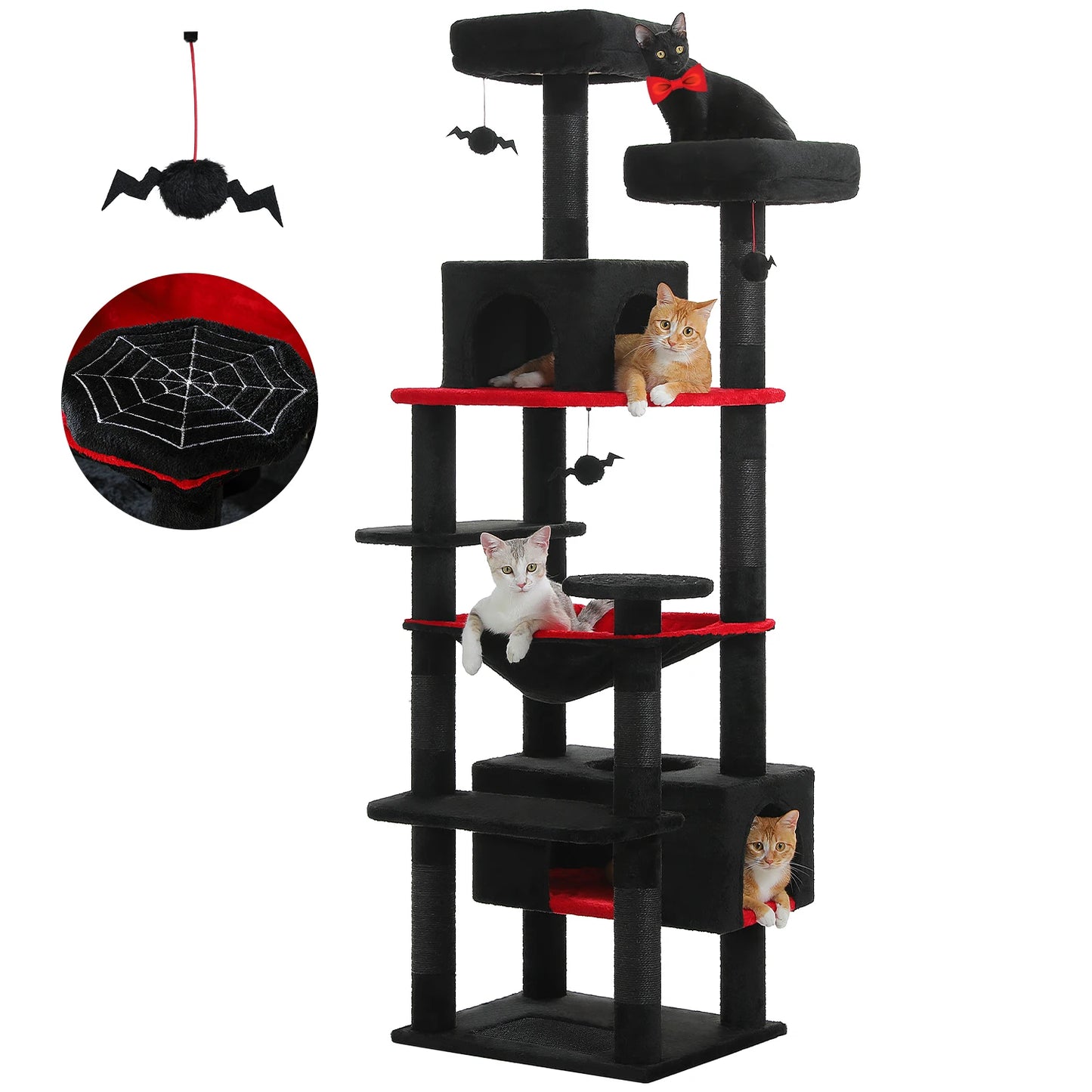 Árbol Rascador para Gatos con Hamaca y Plataformas — Torre Sisal Natural para Interior