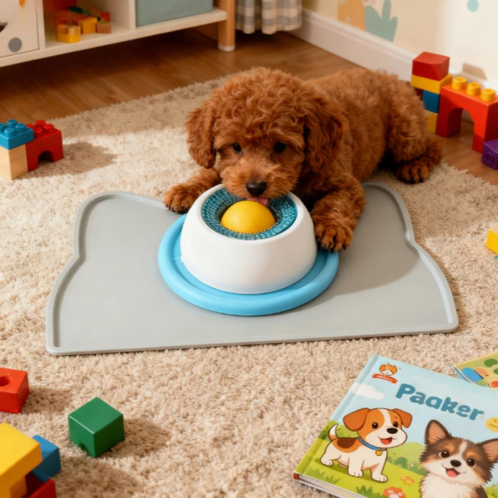 Tapete para Lamer y Comedero Lento 2 en 1 para Perros y Gatos — Estimulación Mental y Cuidado Dental