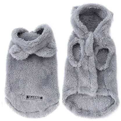 Abrigo Polar con Capucha para Gatos y Perros Pequeños — Felpa Térmica Ultrasuave | 3 Colores y 4 Tallas