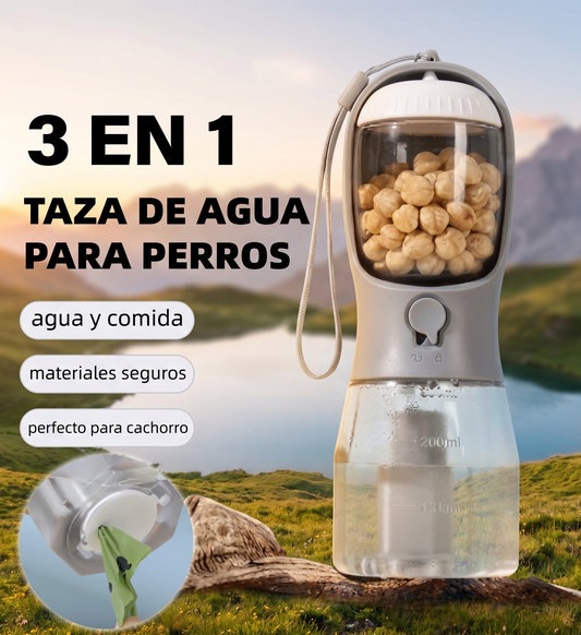 Set 3 en 1 Portátil para Perros — Bebedero, Comedero y Bolsas de Paseo