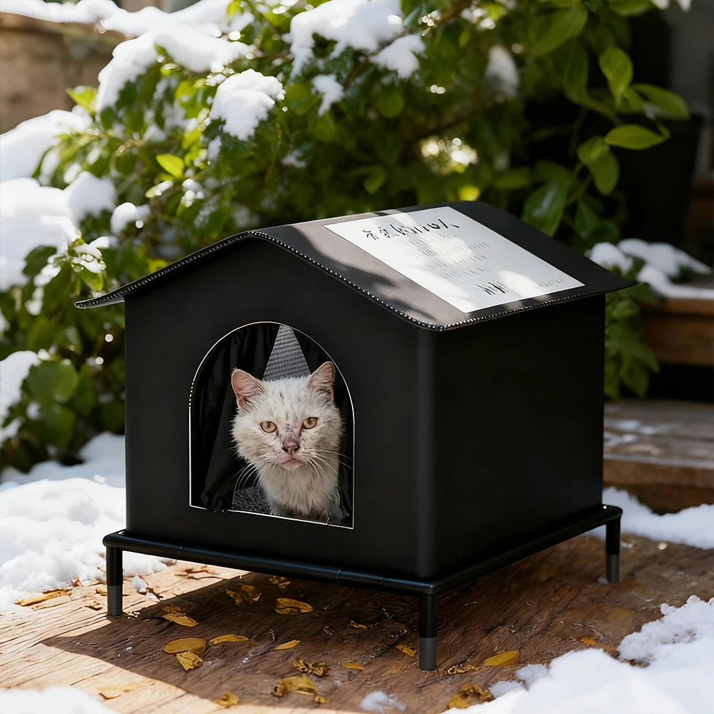 Caseta para Gatos Interior y Exterior — Impermeable,  Aislada del Frío, Todo el Año