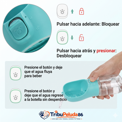 Bebedero Portátil para Perros 550ml — Botella de Agua para Paseos y Viajes