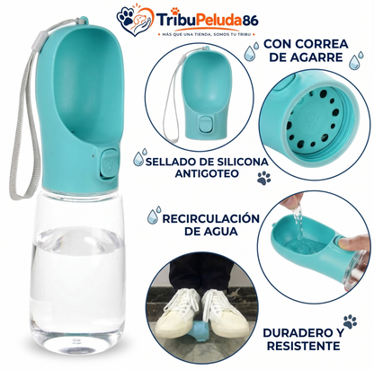 Bebedero Portátil para Perros 550ml — Botella de Agua para Paseos y Viajes
