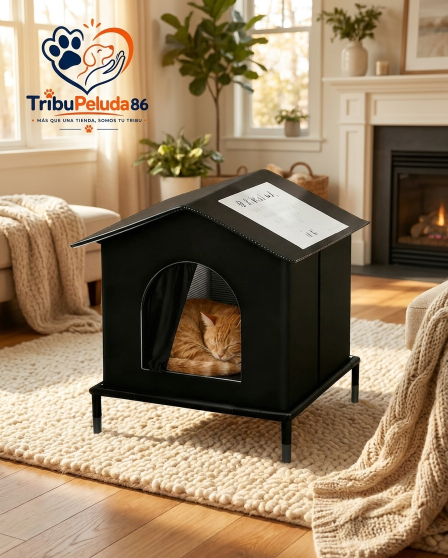 Caseta para Gatos Interior y Exterior — Impermeable,  Aislada del Frío, Todo el Año